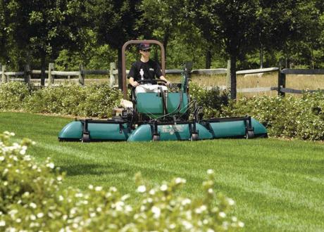 ProLawn Three Section Sprayer attached to Grasshopper front-mount with Hand Wand